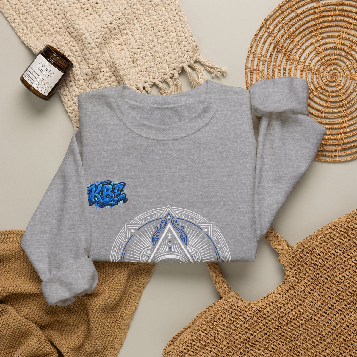 Crewneck Sweatshirt — Minimal Blue Mandala Graphic Crewneck