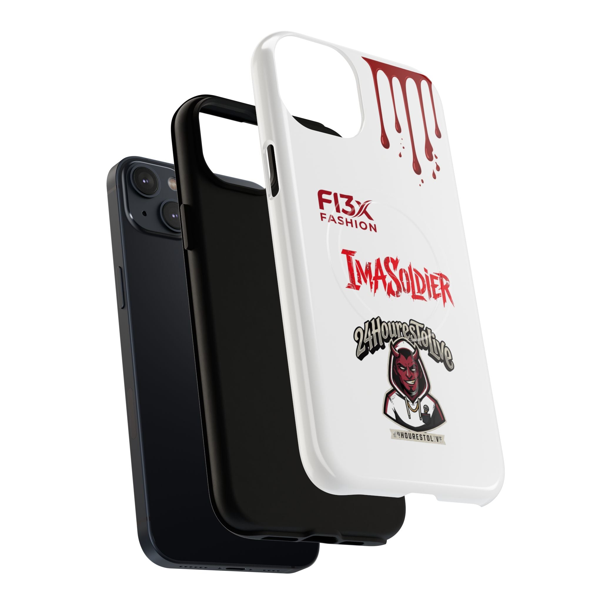 Tough Magnetic Phone Case — 'ImASoldier' Blood Drip Gaming Design
