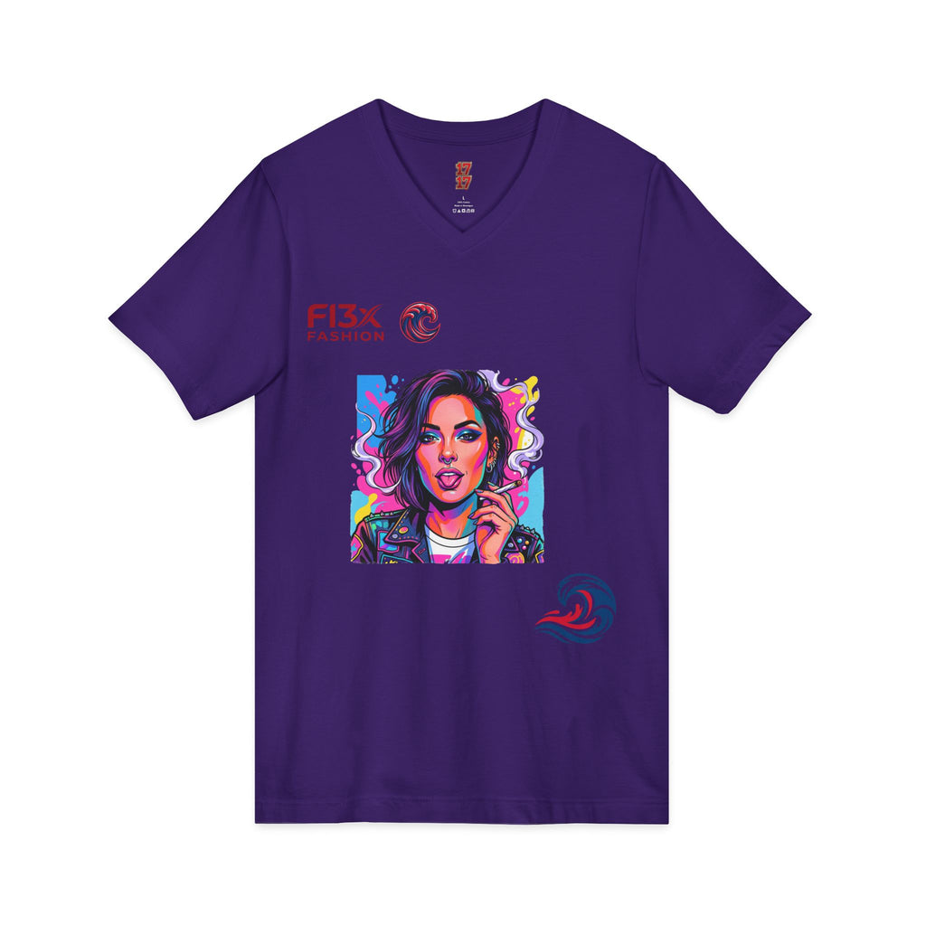 Pop Art Portrait V-Neck Tee — FI3xFashion Graphic T-Shirt