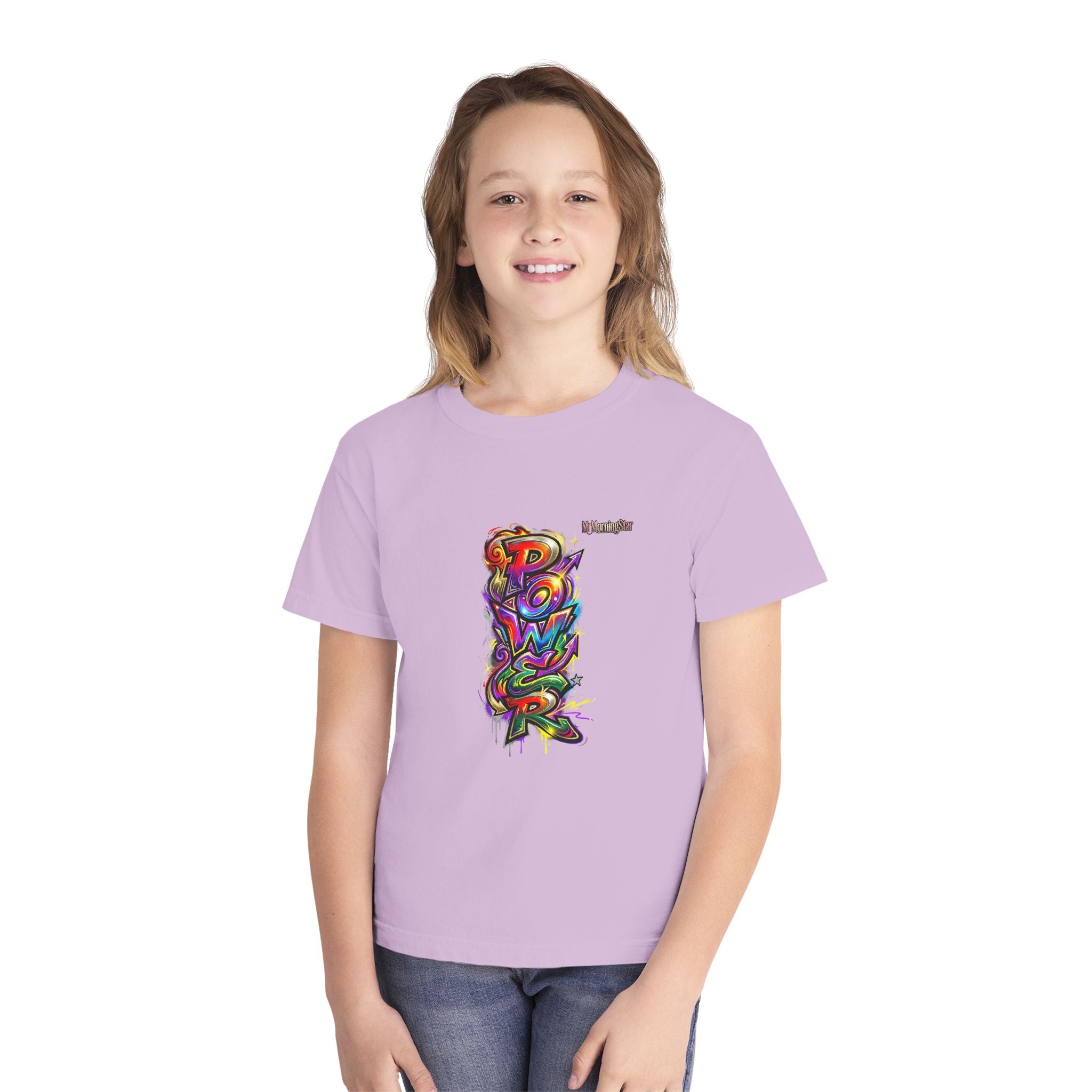 Youth Tee - Colorful 'Power' Graffiti Vertical Graphic