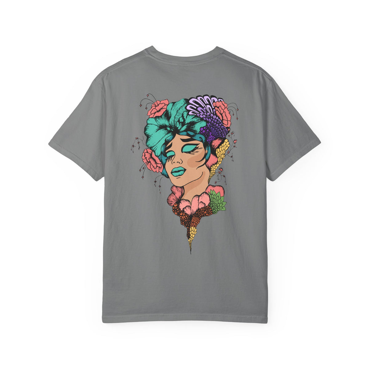 Artistic Floral Portrait T-Shirt — 'Fl3xFashionBaby' Graphic Tee