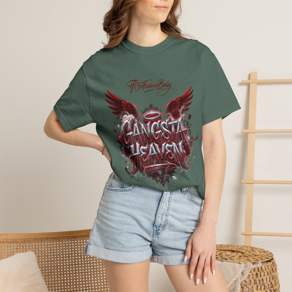 Gangsta Heaven Graphic T-Shirt — Scripted Front & Vertical Kanji Back