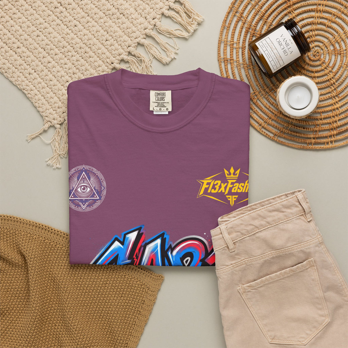 SA21 Graffiti T-Shirt — Urban Streetwear Tee with Drip Art & Tropical Patch