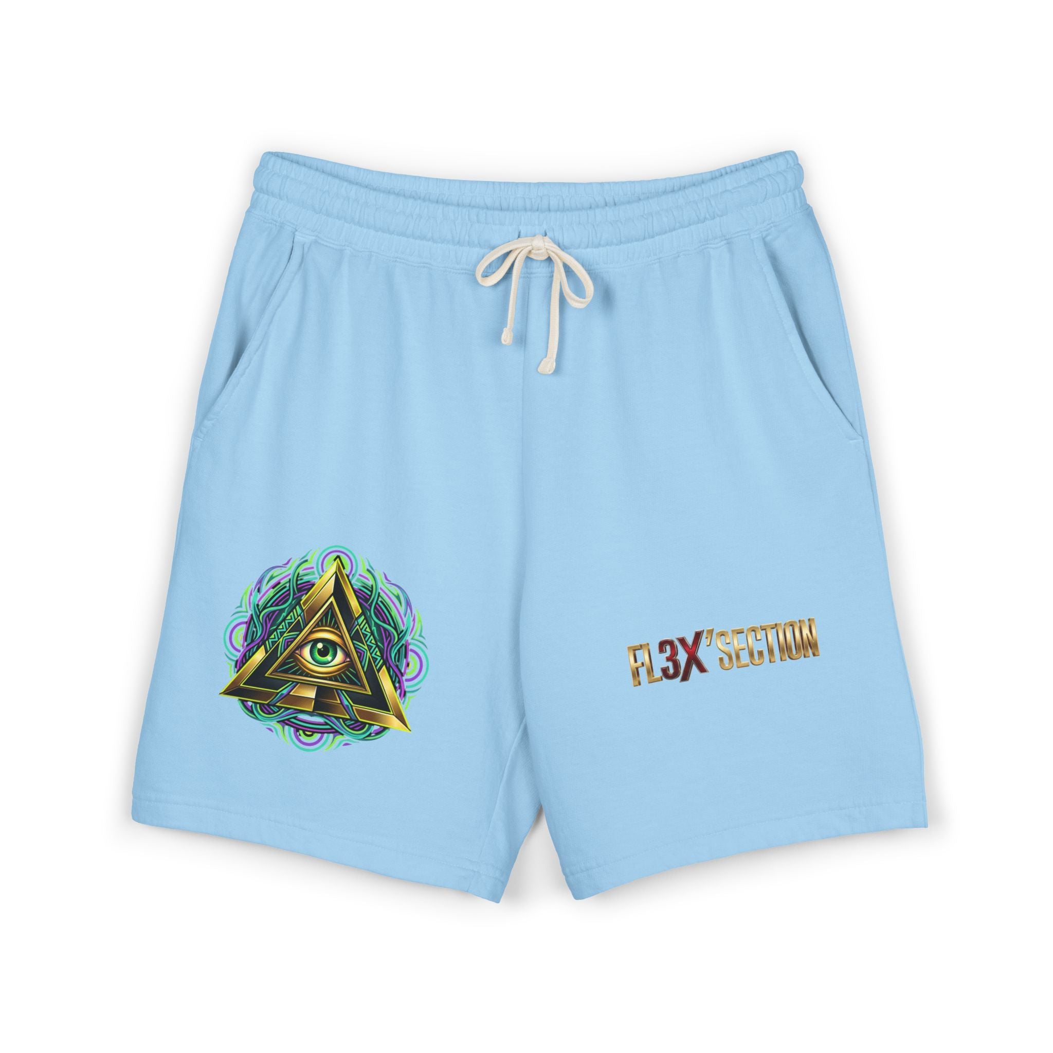 Conscious Symbol Fleece Sweat Shorts — Illuminati Triangle & Anarchy Graphic