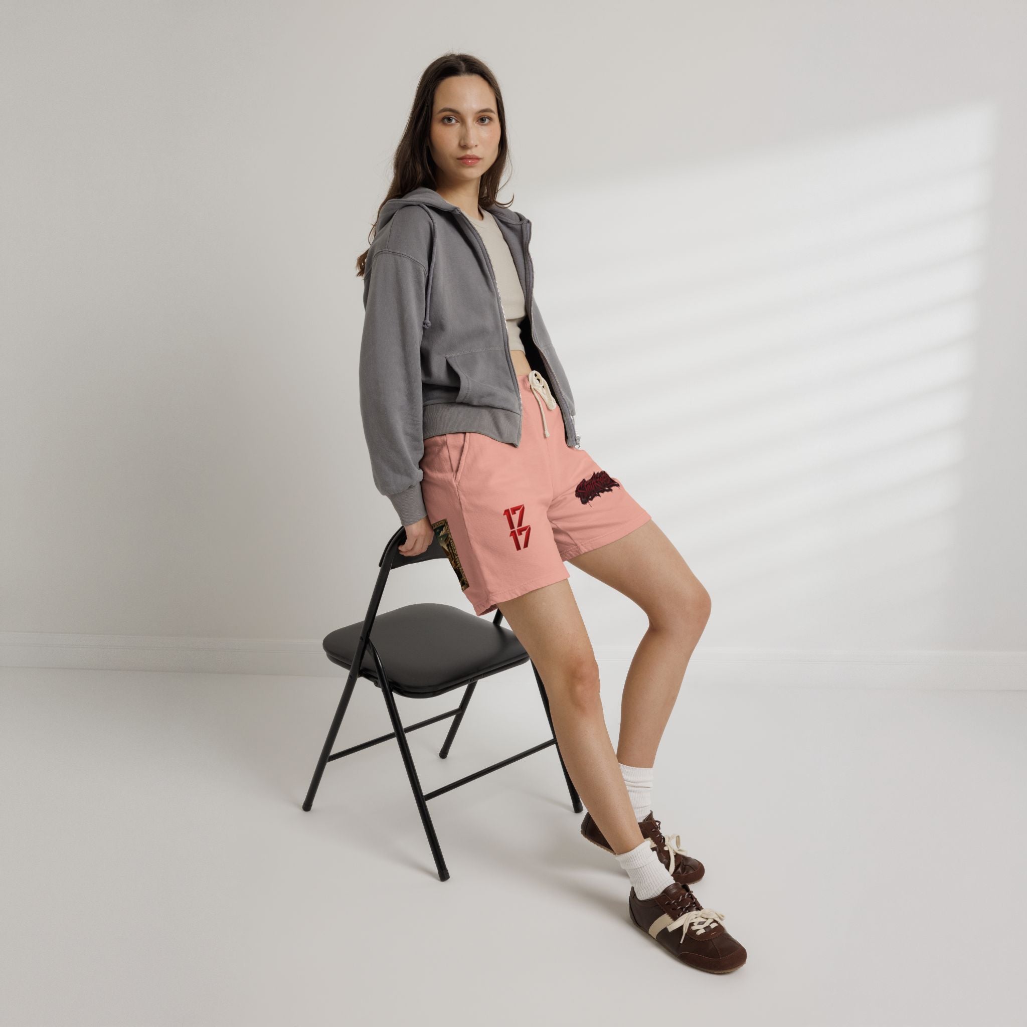 Fleece Sweat Shorts — Retro Egyptian Pyramids & 17 Graphic Lounge Shorts
