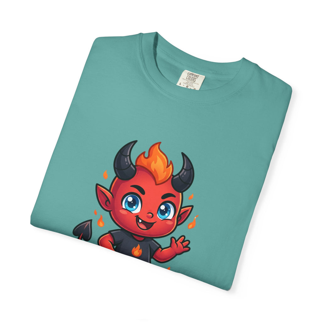 Devil Baby Graphic T-Shirt — Cute Red Demon Cartoon Tee with "FBfashionBaby" Script