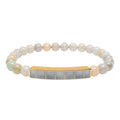 Engravable Natural Stone Bead Bracelet with Metal Bar