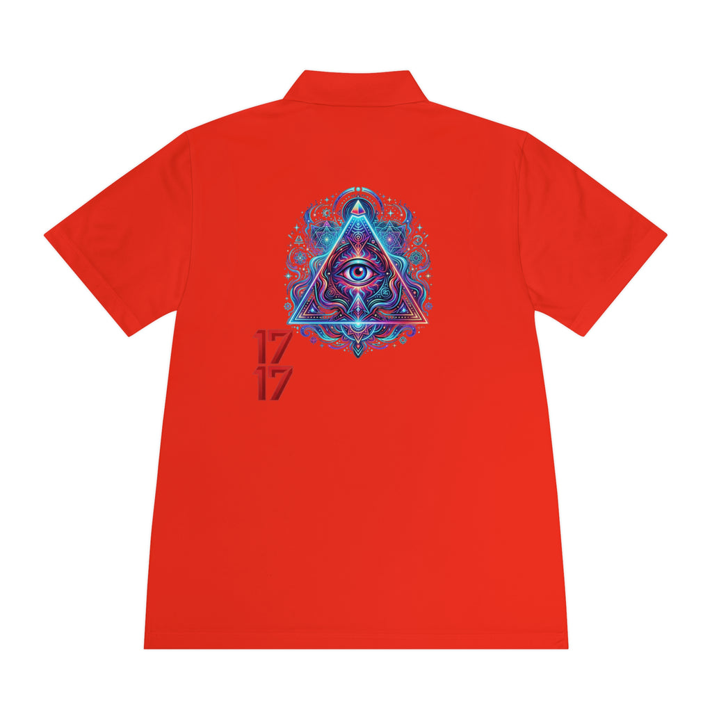 Men's Polo Shirt — Mystic All-Seeing Eye Triangle Design with 17/17 Accent