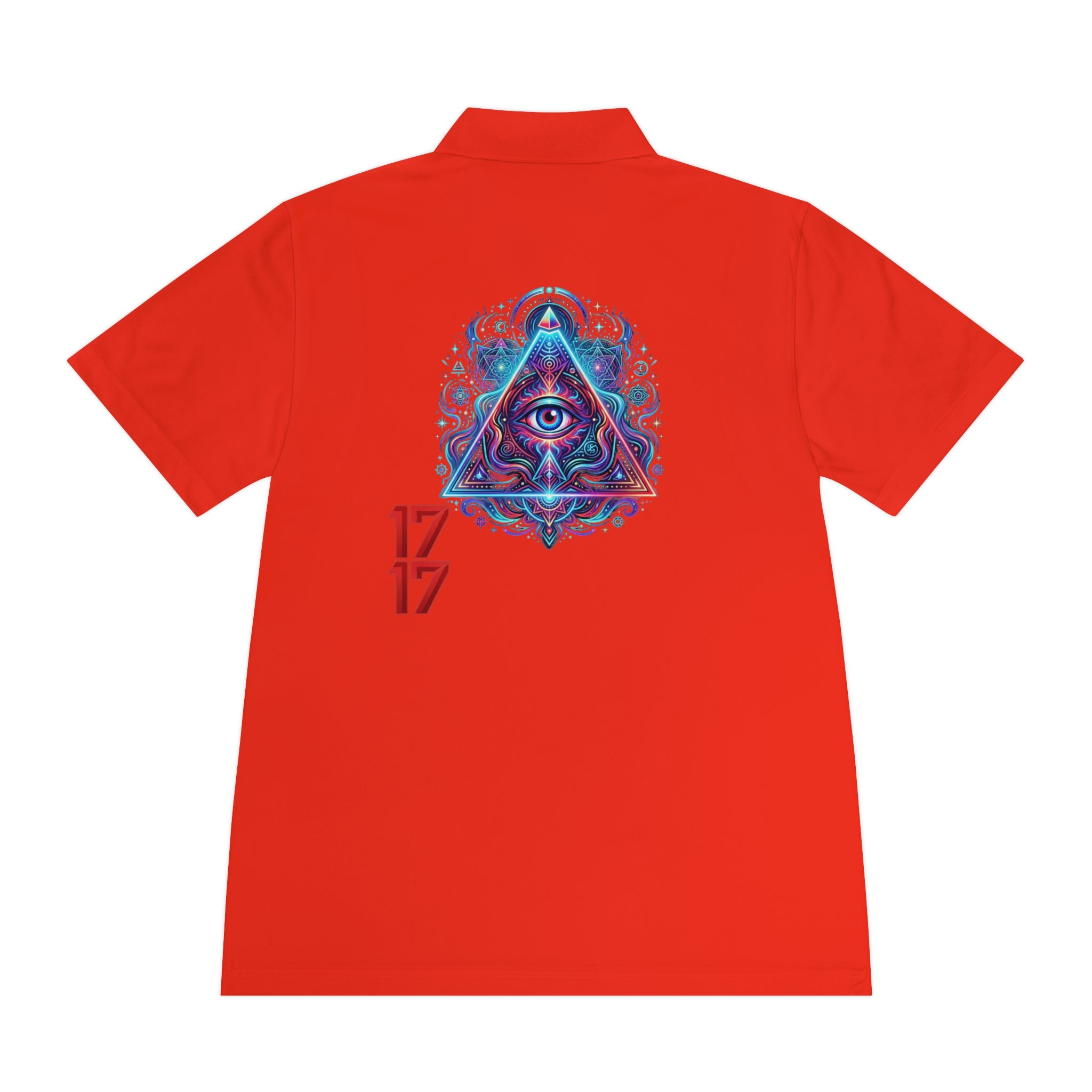 Men's Polo Shirt — Mystic All-Seeing Eye Triangle Design with 17/17 Accent