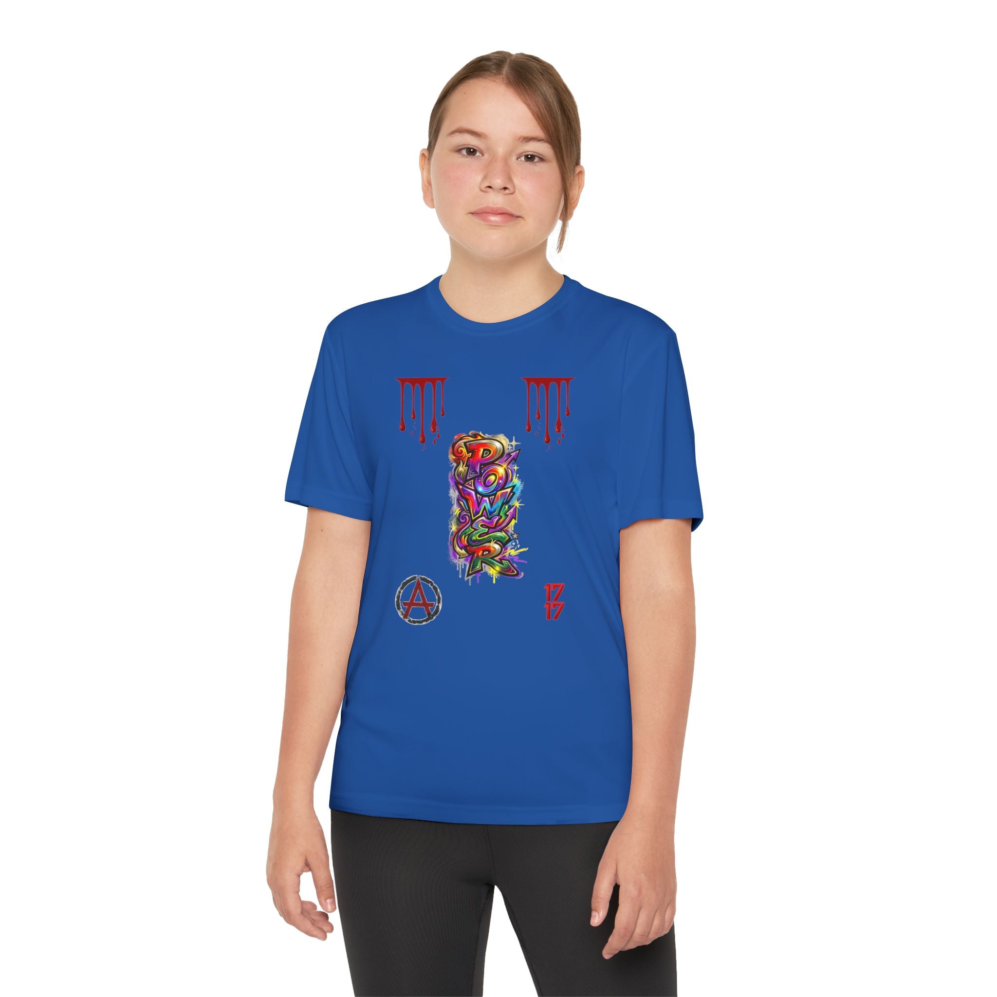 Youth Competitor Tee — Colorful Graffiti Anarchy Graphic T-Shirt