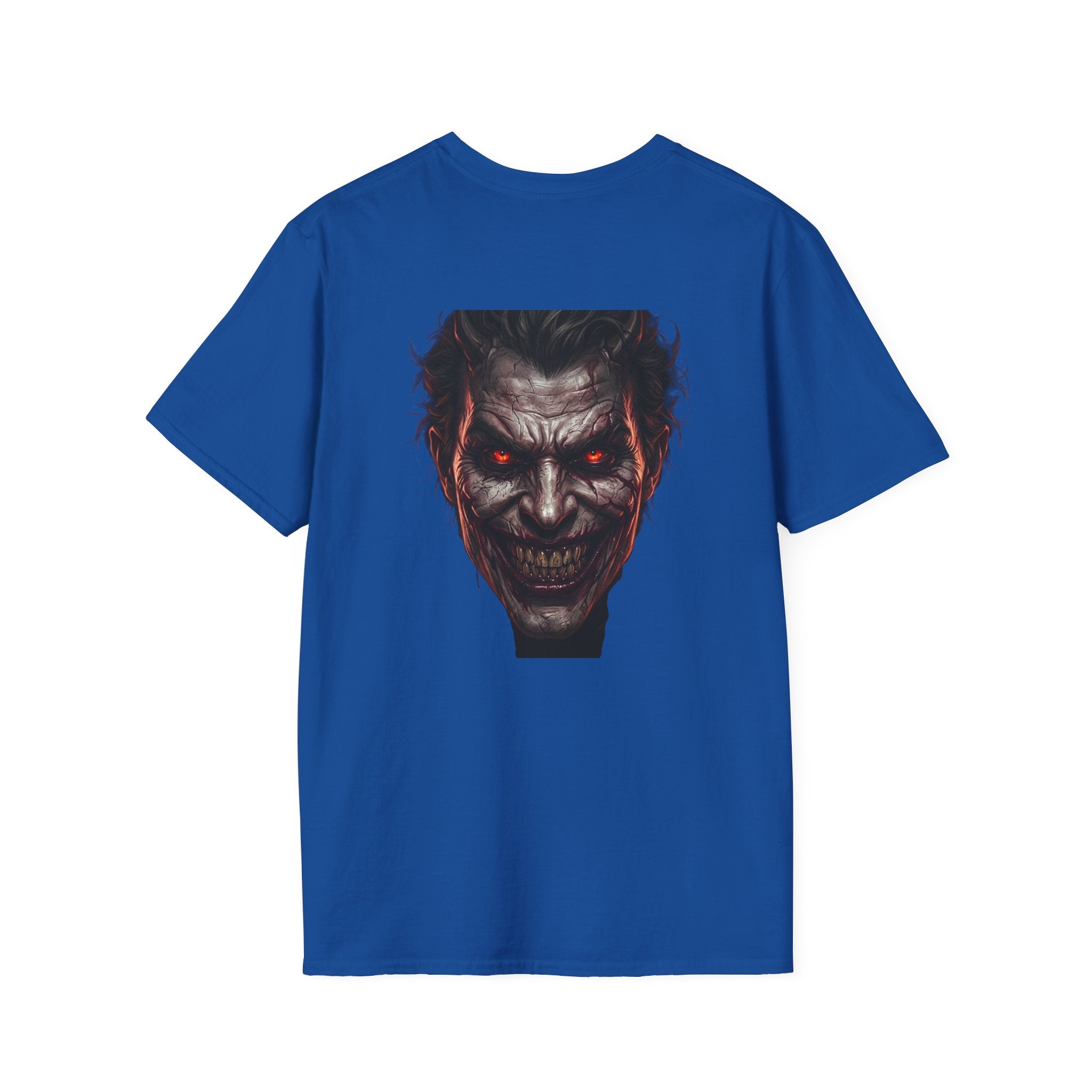Horror Joker Face T-Shirt — Red-Eyed Villain Graphic Tee