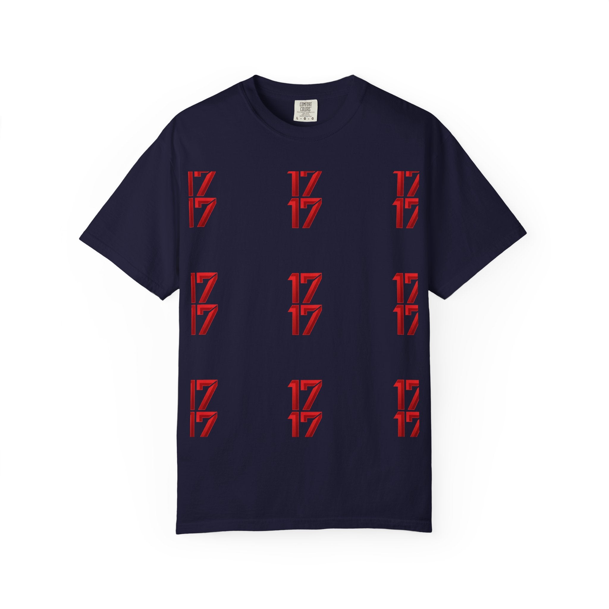 17 Pattern Graphic T-Shirt — Repeating Red Logo Tee