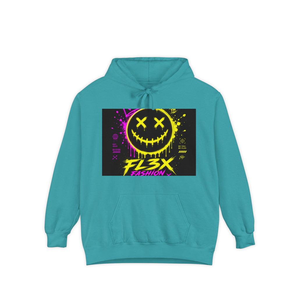 Graffiti Smiley Hoodie — FL3X Neon Streetwear Pullover