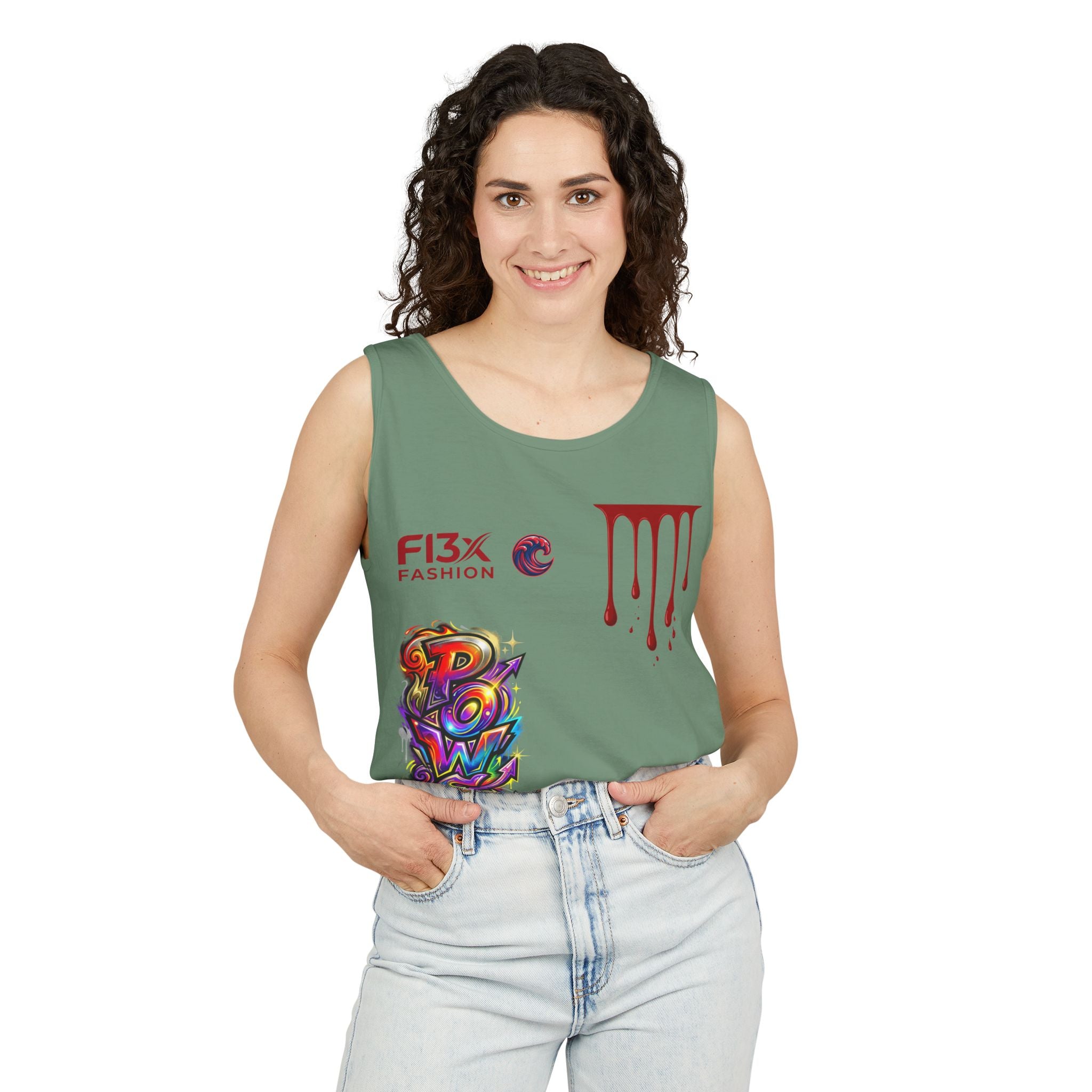Graphic Tank Top — Colorful Street Art & Drip Logo Design