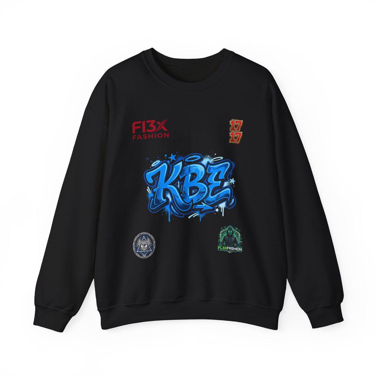 Crewneck Sweatshirt — KBE Blue Graffiti Logo Streetwear