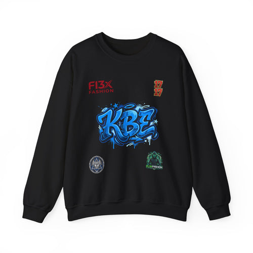 Crewneck Sweatshirt — KBE Blue Graffiti Logo Streetwear