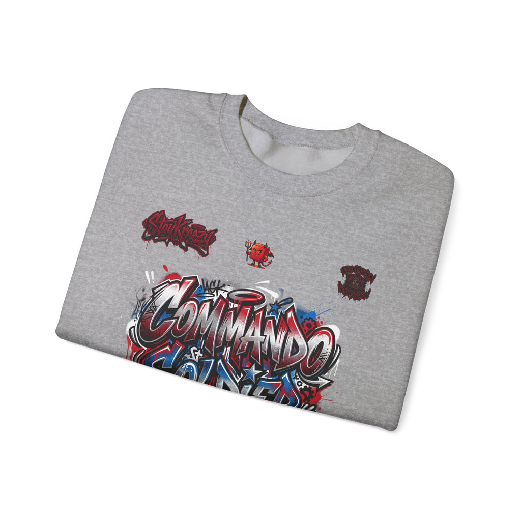 Commando Soldier Graffiti Crewneck Sweatshirt — Military Streetwear Graphic Sweatshirt