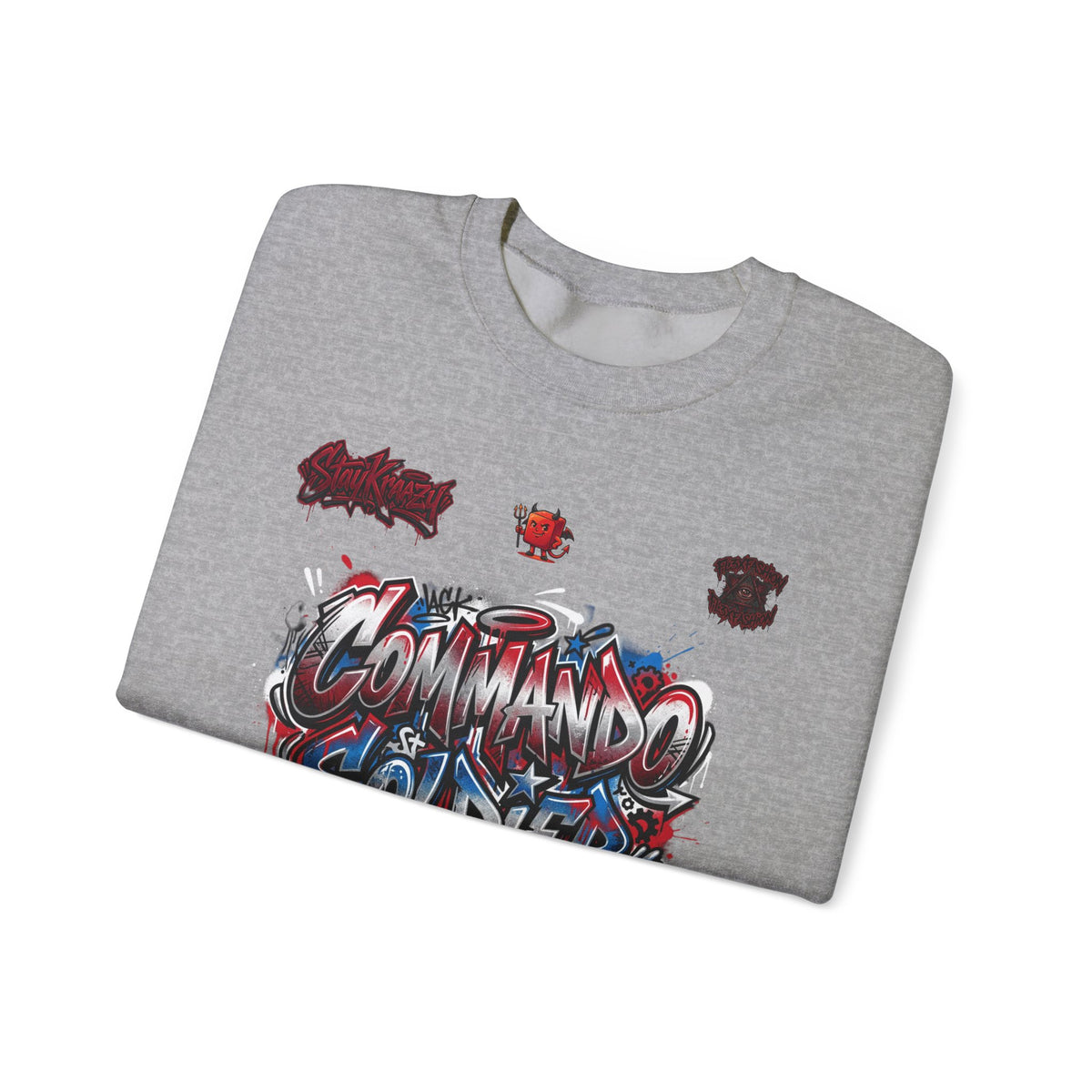 Commando Soldier Graffiti Crewneck Sweatshirt — Military Streetwear Graphic Sweatshirt