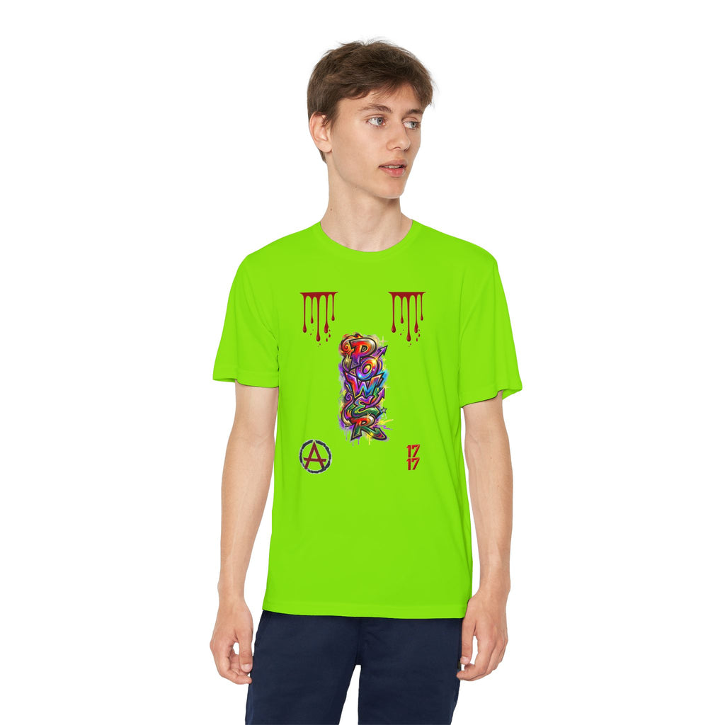Youth Competitor Tee — Colorful Graffiti Anarchy Graphic T-Shirt