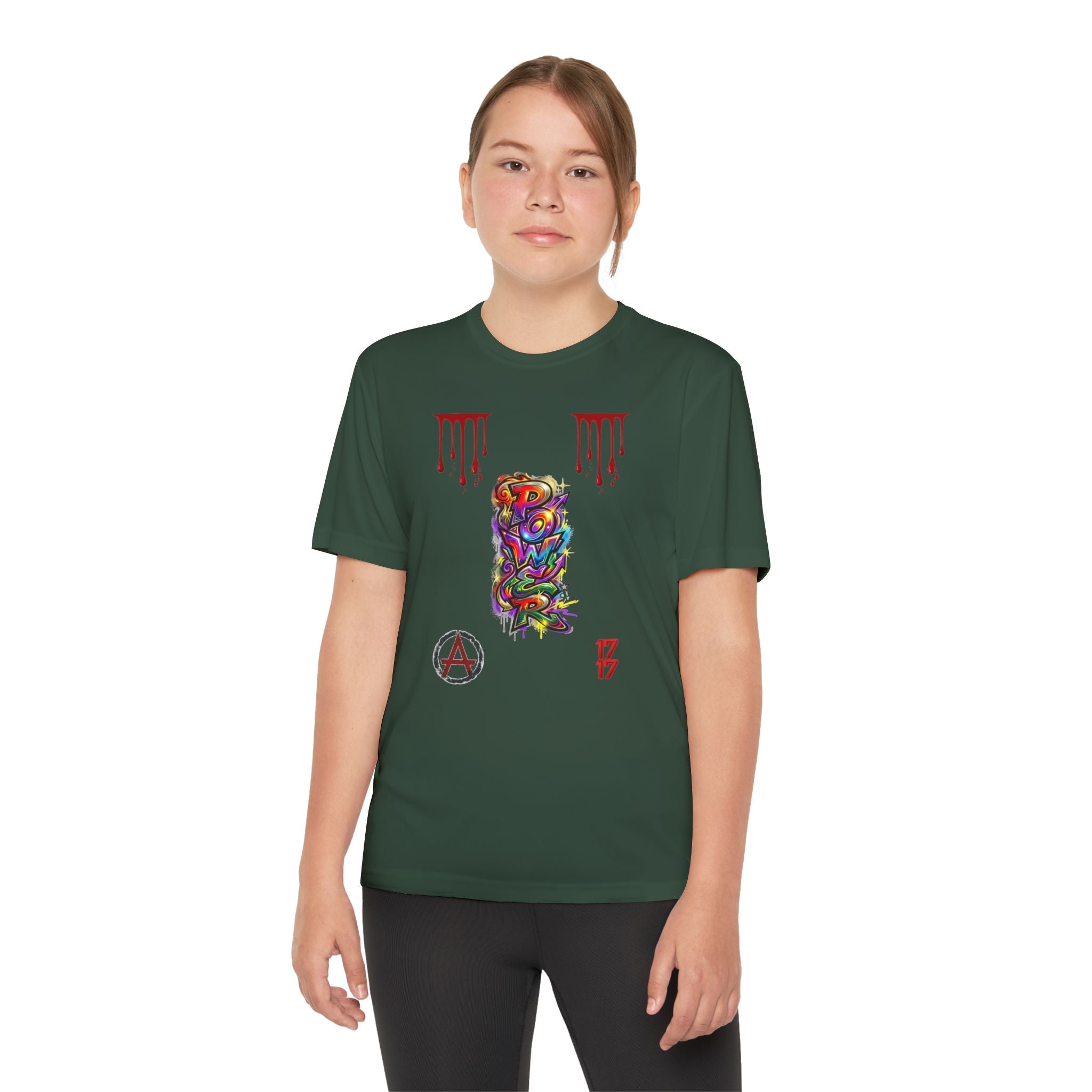 Youth Competitor Tee — Colorful Graffiti Anarchy Graphic T-Shirt