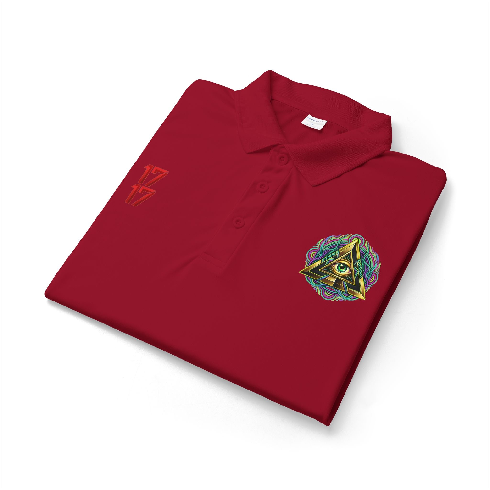 Embroidered Triangle Eye Polo Shirt — 1717 Logo Performance Golf Polo