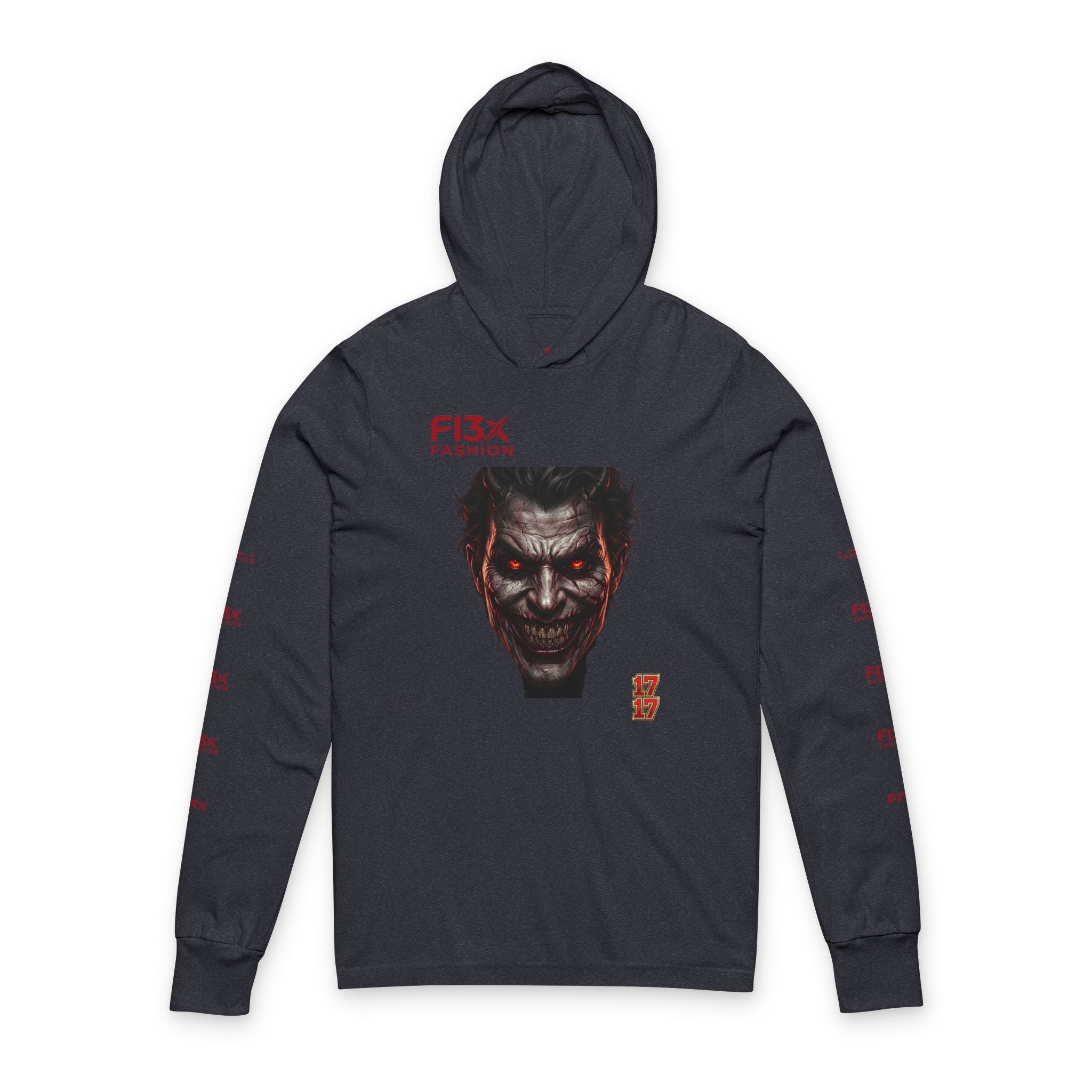 Horror Joker Face Hooded Long Sleeve Tee — Graphic Streetwear Top