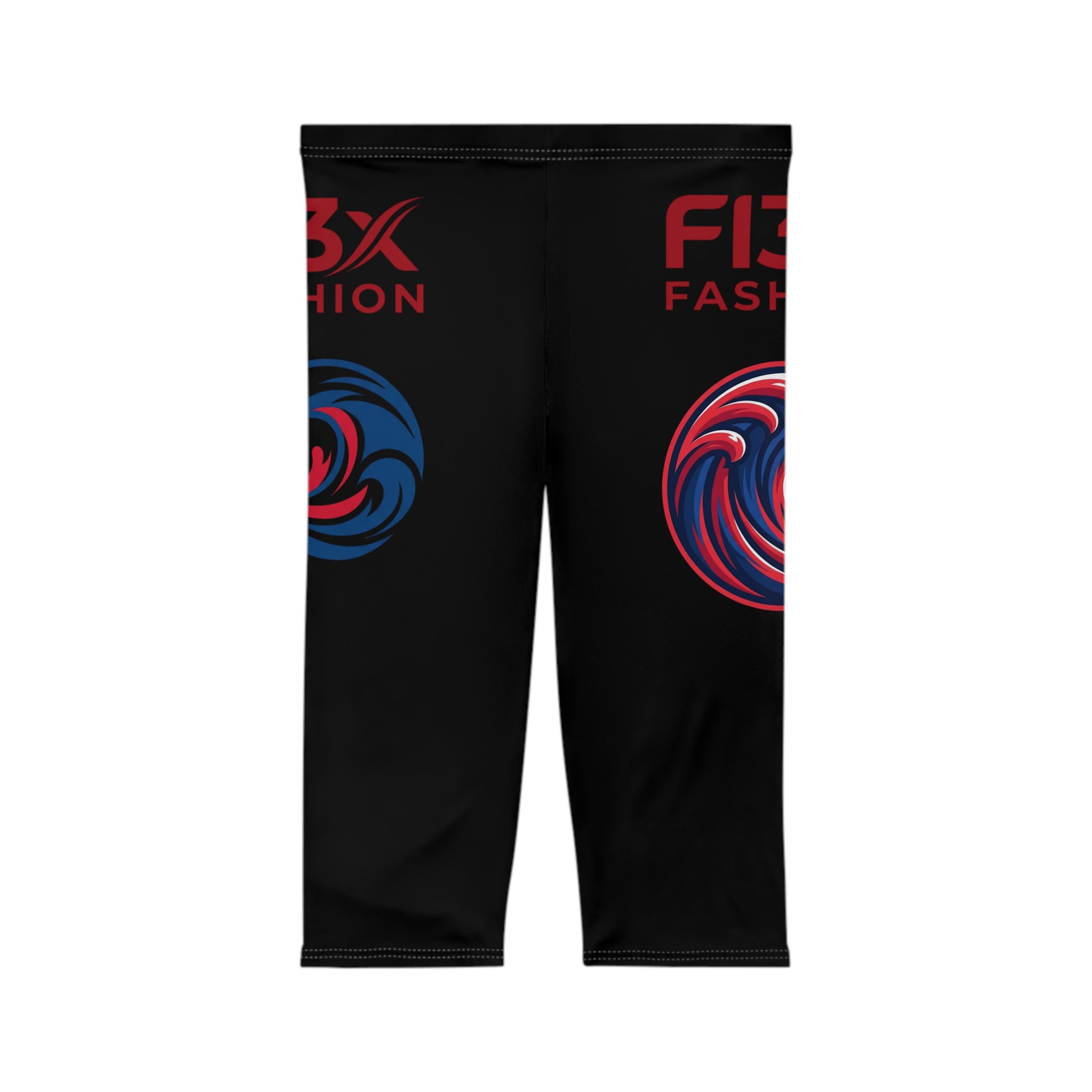Wave Logo Capri Leggings — Women’s Athletic AOP Crop Pants