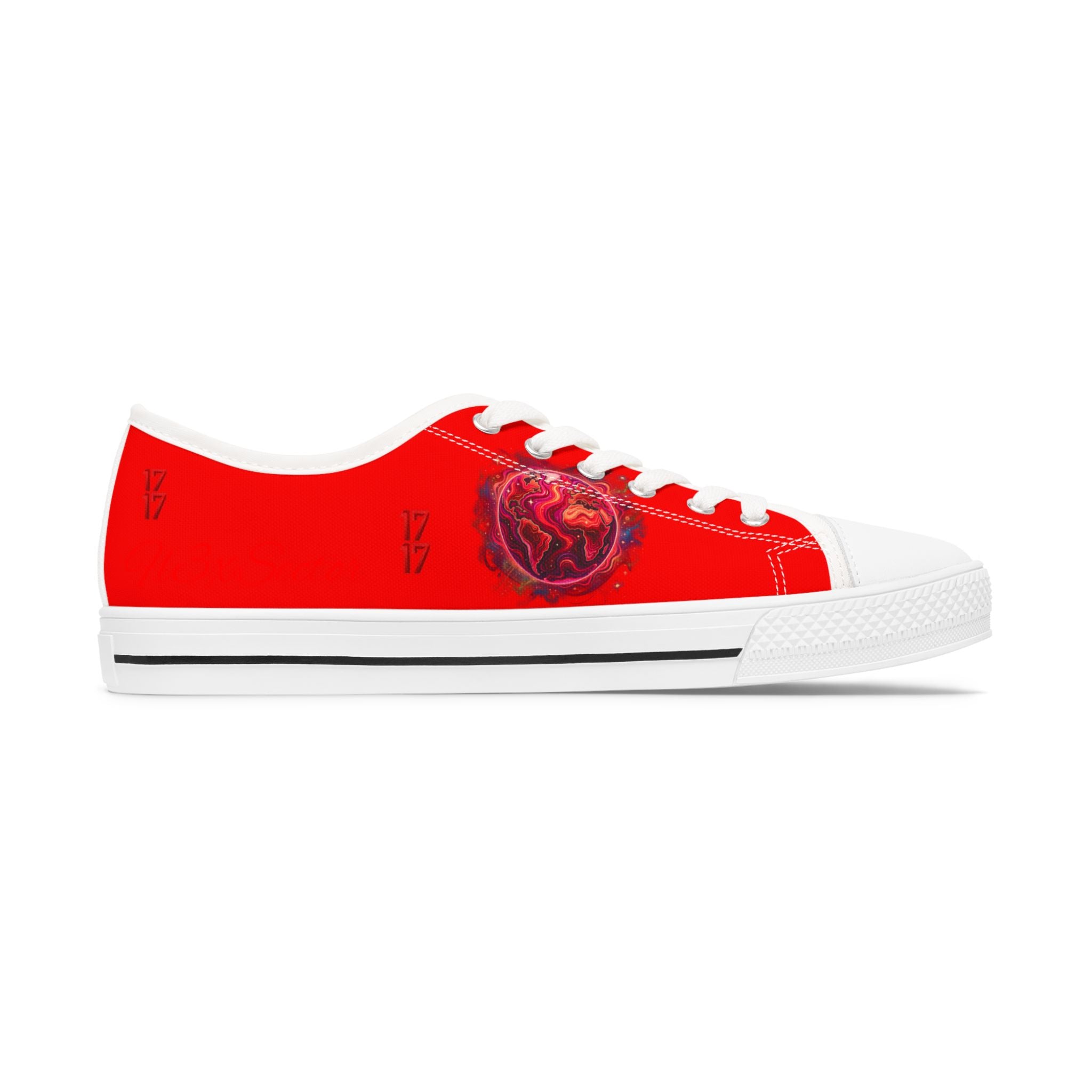 Red Rose Low Top Sneakers — Women's Floral Casual Canvas Shoes