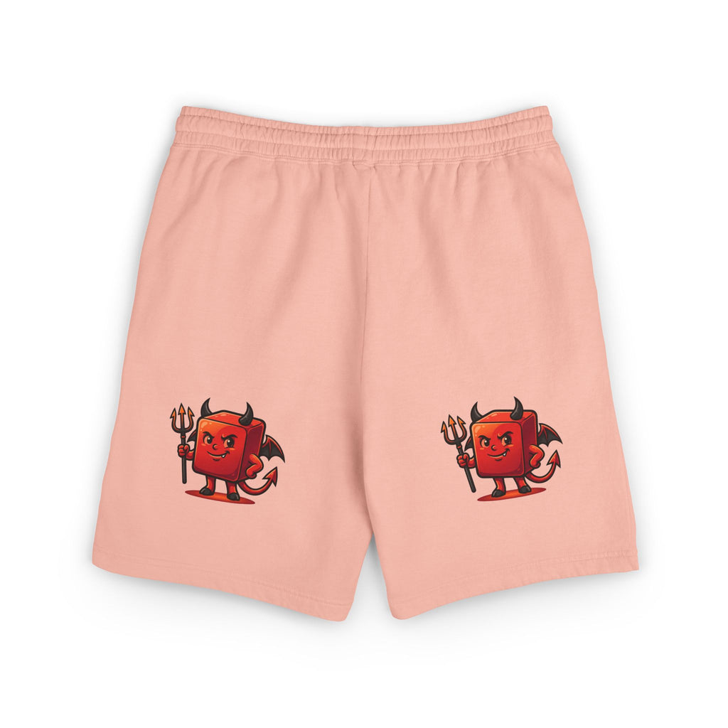 Devil Doodle Fleece Sweat Shorts — Cute Red Demon Graphic Lounge Shorts