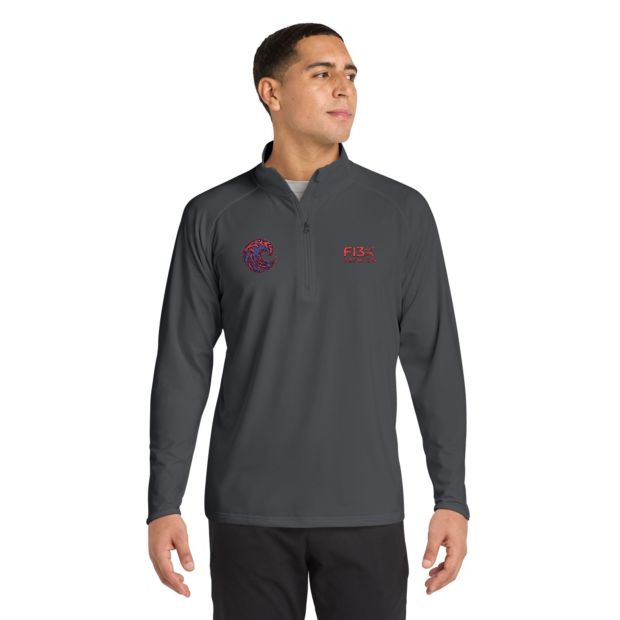 Embroidered Men's Quarter-Zip Pullover — FISX Racing Logo