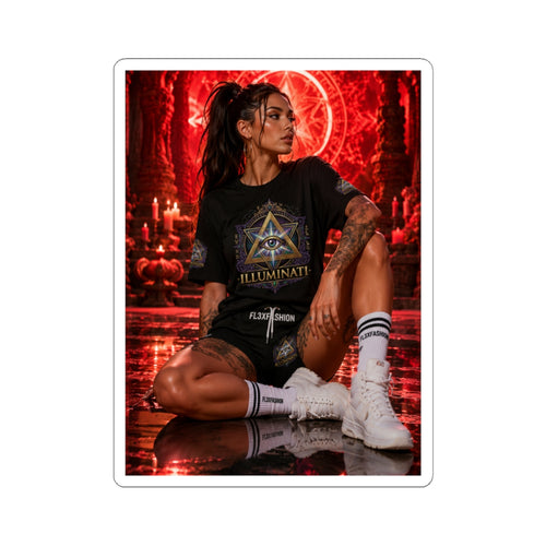 Occult Aesthetic Kiss-Cut Sticker — Illuminati Girl Design