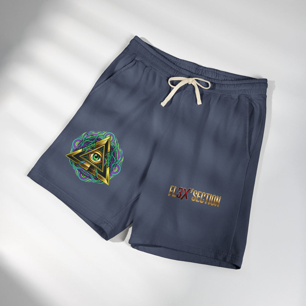 Conscious Symbol Fleece Sweat Shorts — Illuminati Triangle & Anarchy Graphic