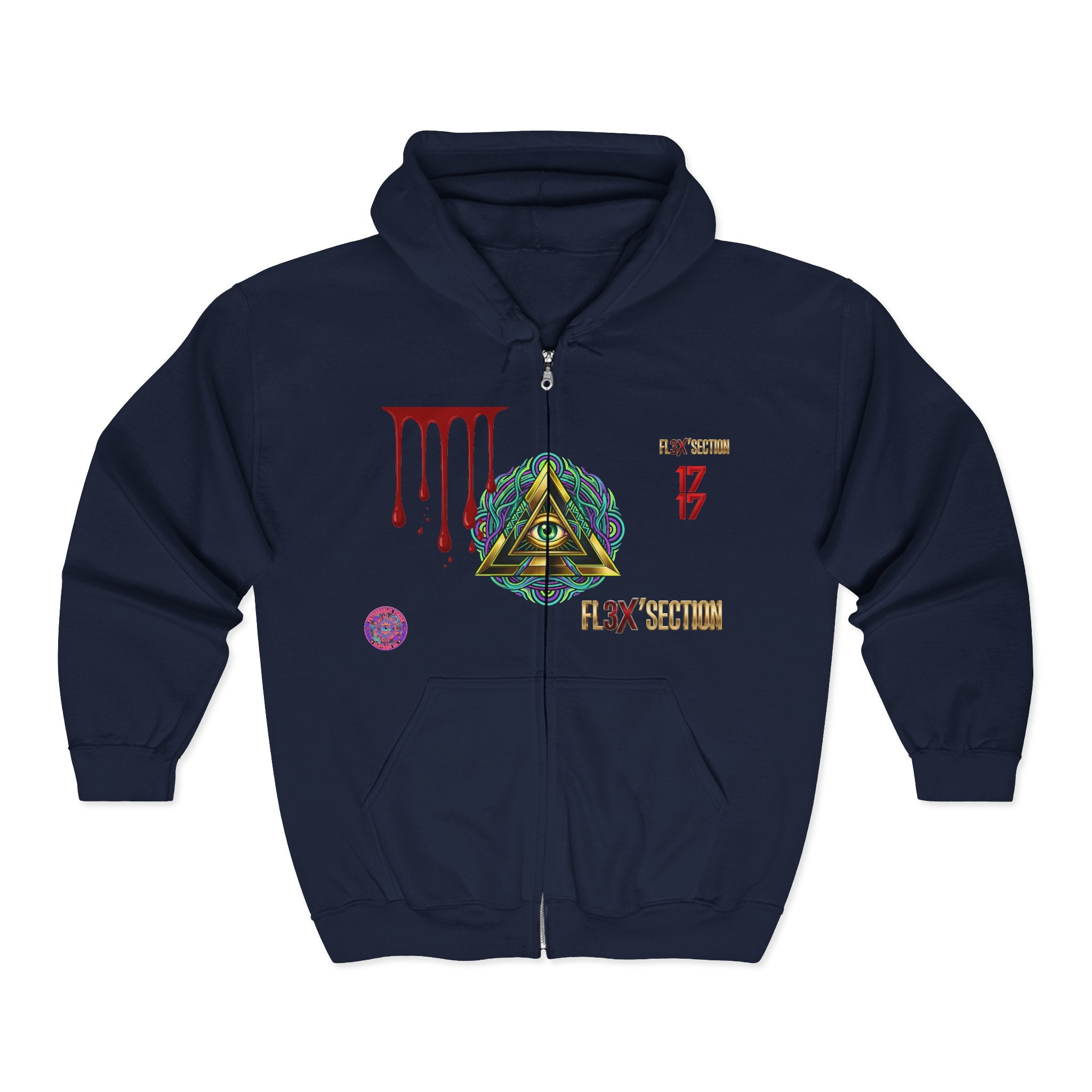 All-Seeing Eye Zip Hoodie — Psychedelic Geometric Graphic Sweatshirt