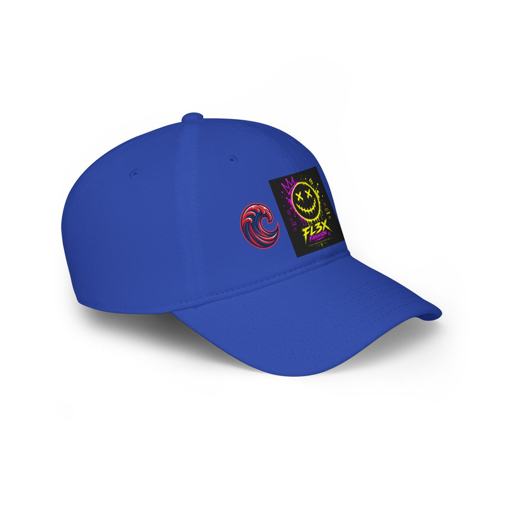 Low Profile Baseball Cap — Neon Grin Streetwear Hat with 'FL3X' Graphic