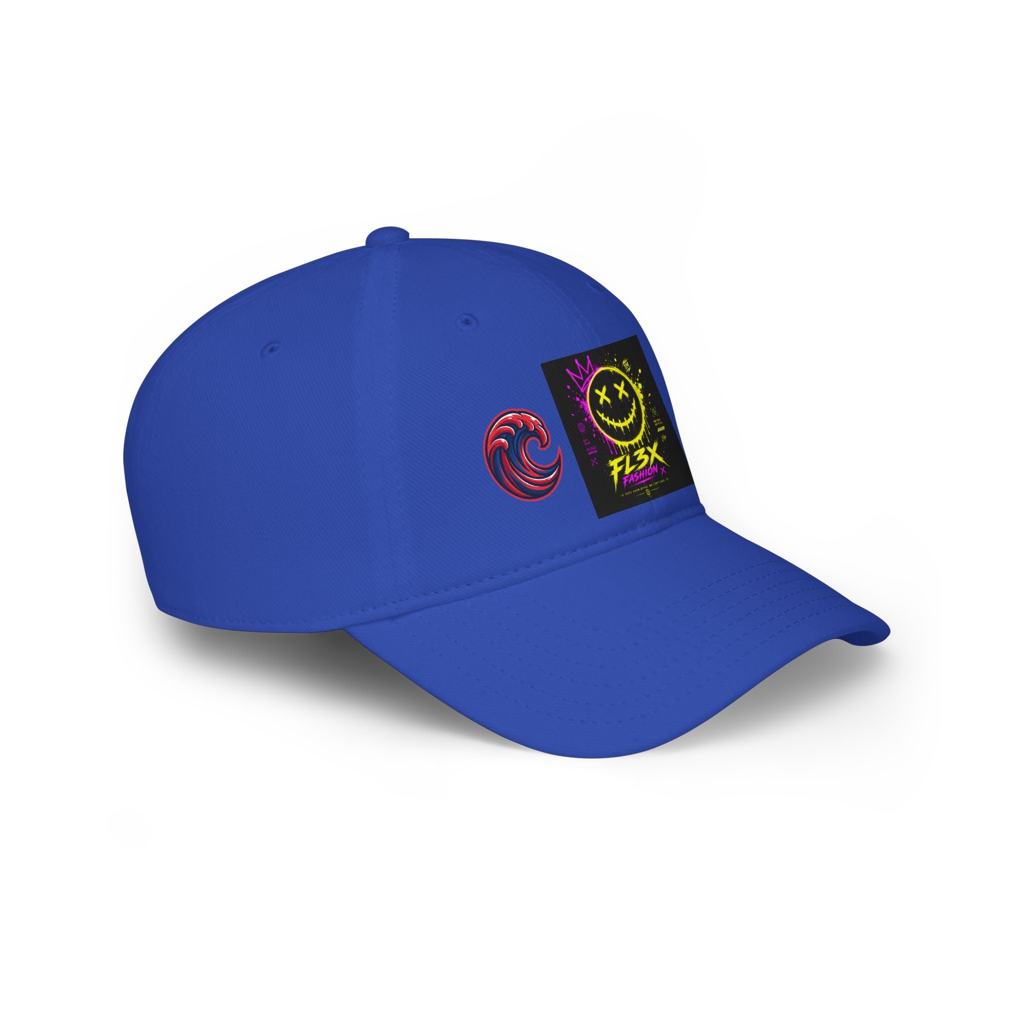 Low Profile Baseball Cap — Neon Grin Streetwear Hat with 'FL3X' Graphic