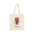 Cute Devil Character Canvas Tote Bag – “Lil Devil” Graphic Cotton Shopper