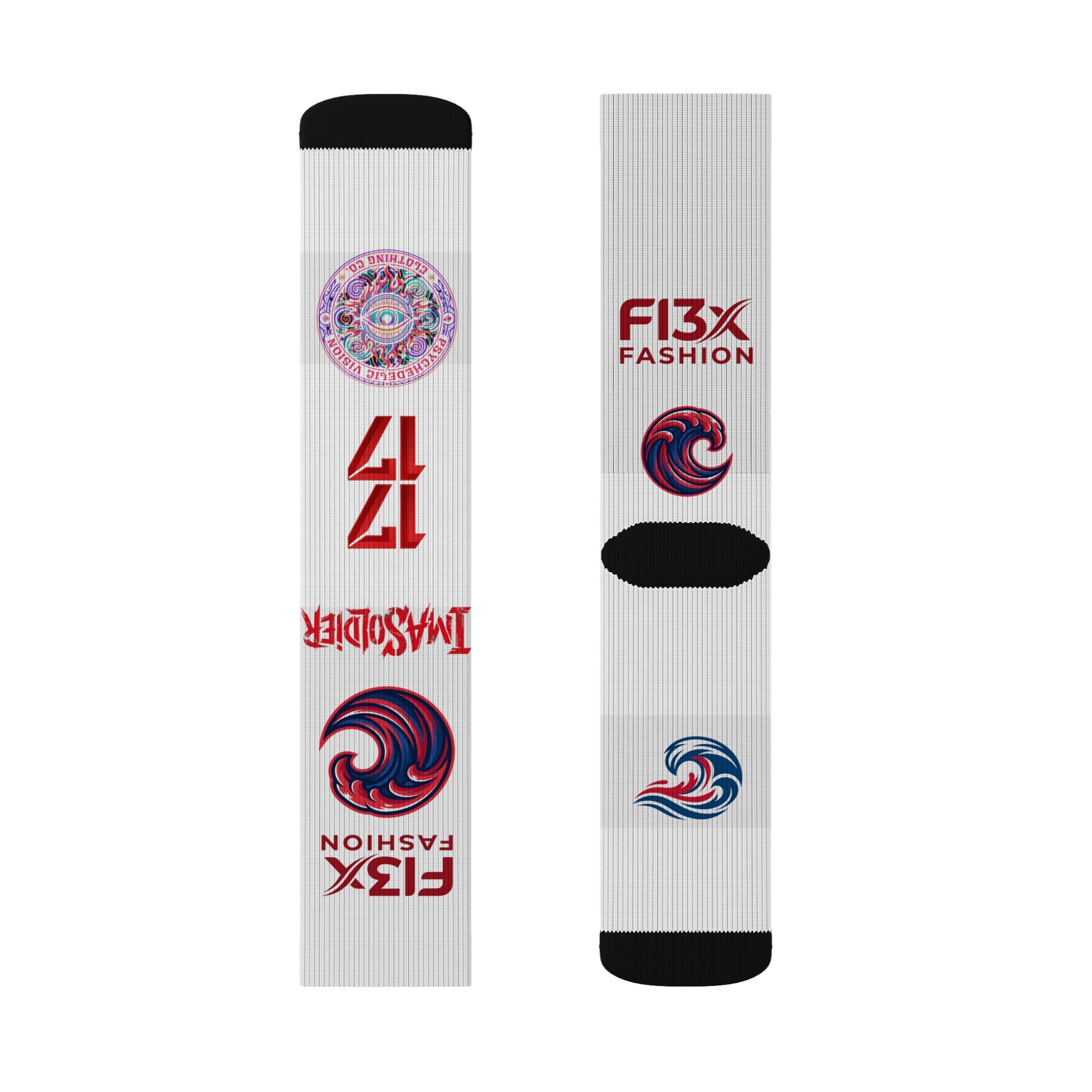 Custom Sublimation Logo Socks — F13X Fashion Branded Crew Socks