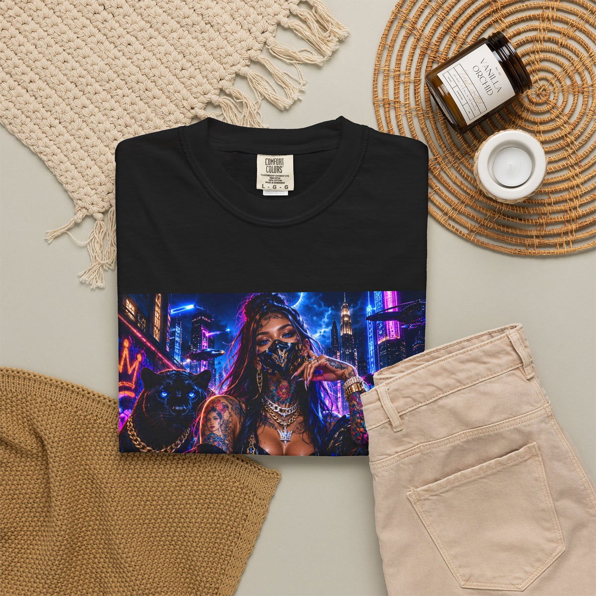 Cyberpunk Streetwear T-Shirt — "Fl3x Fashion Omertà" Graphic