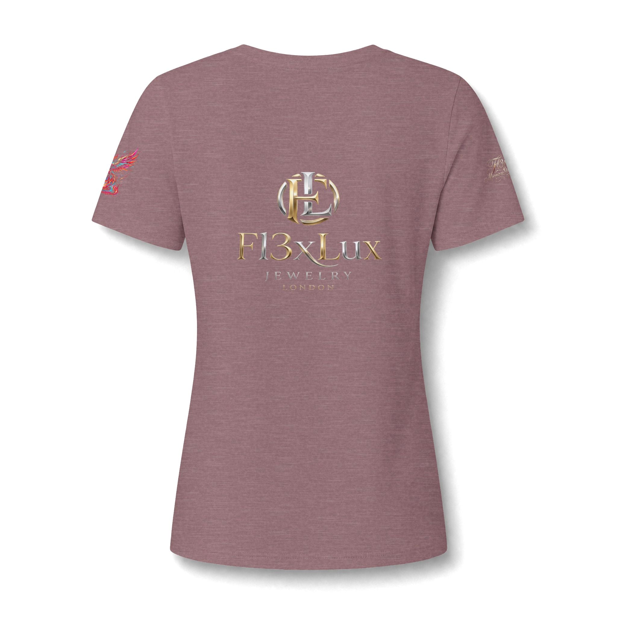 Women's V-Neck Tee — 'F13x Fashion' Floral Logo & Devil Graphic
