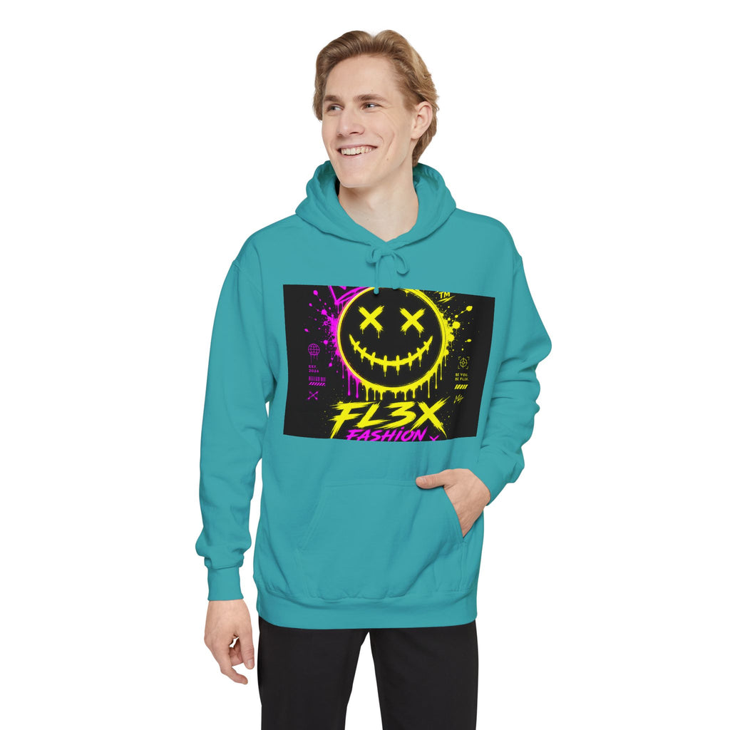 Graffiti Smiley Hoodie — FL3X Neon Streetwear Pullover