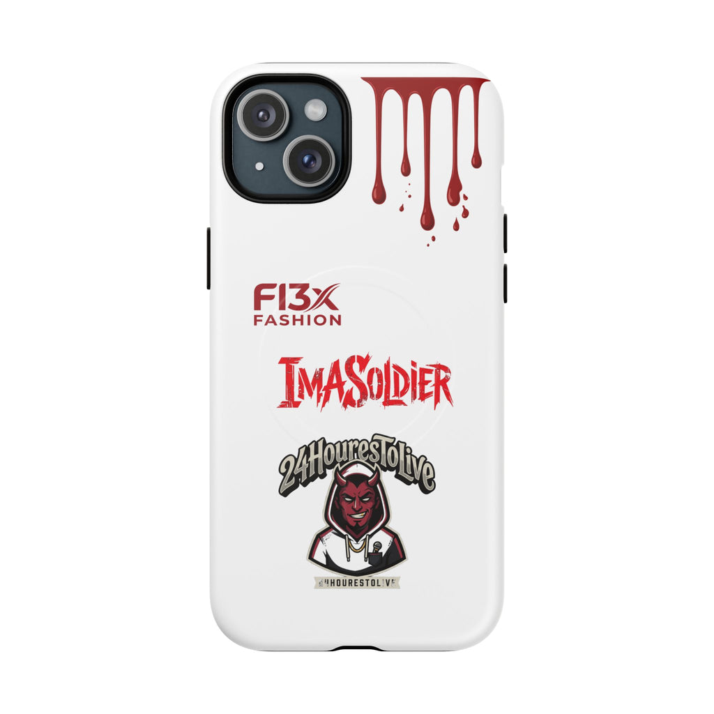 Tough Magnetic Phone Case — 'ImASoldier' Blood Drip Gaming Design