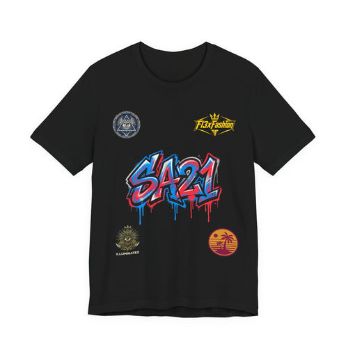 SA21 Graffiti Logo Tee — Streetwear Graphic T-Shirt