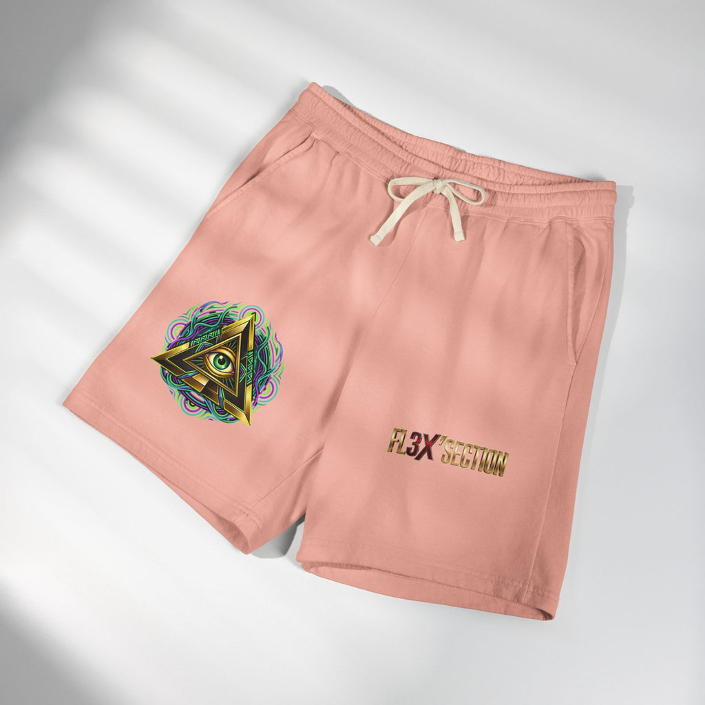 Conscious Symbol Fleece Sweat Shorts — Illuminati Triangle & Anarchy Graphic