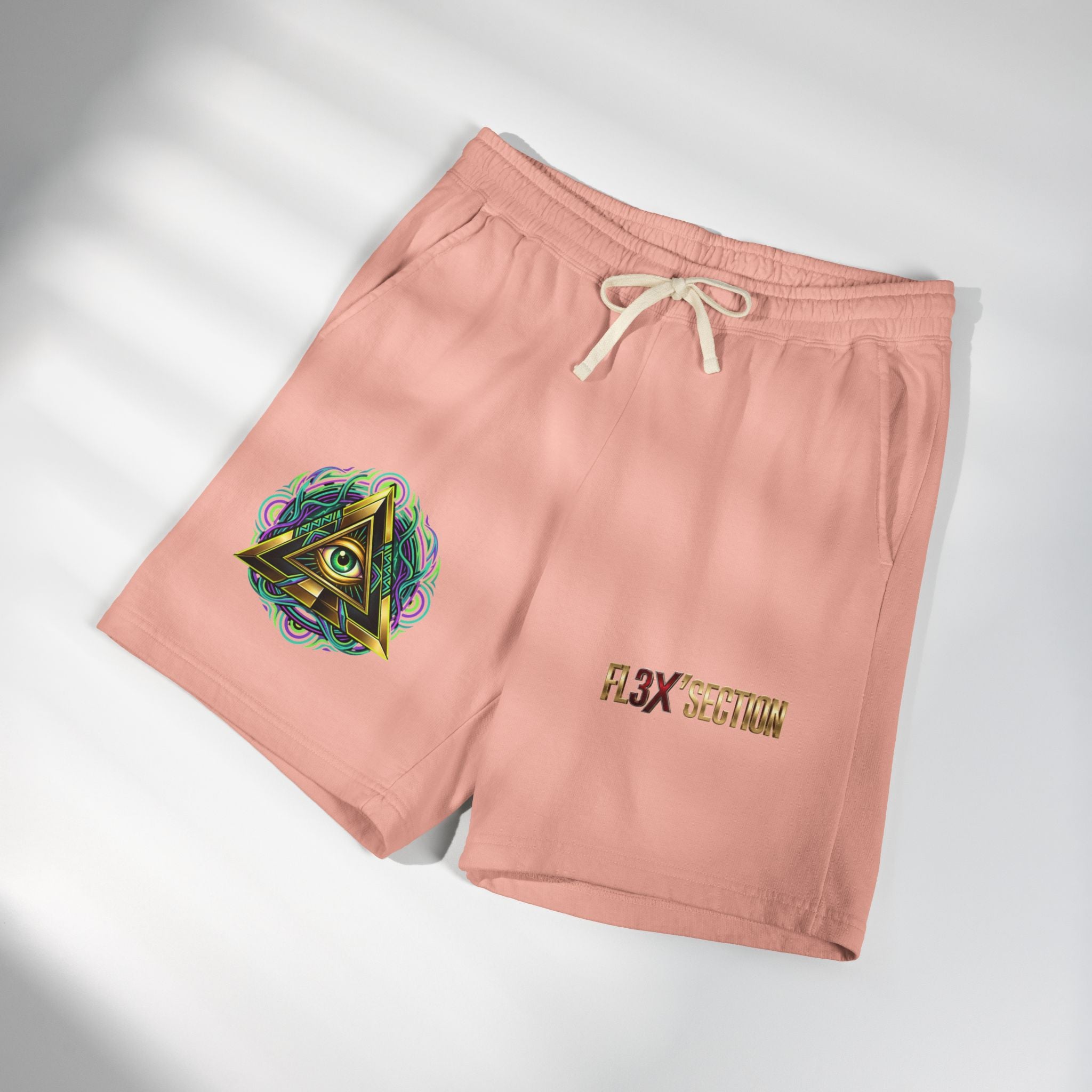 Conscious Symbol Fleece Sweat Shorts — Illuminati Triangle & Anarchy Graphic