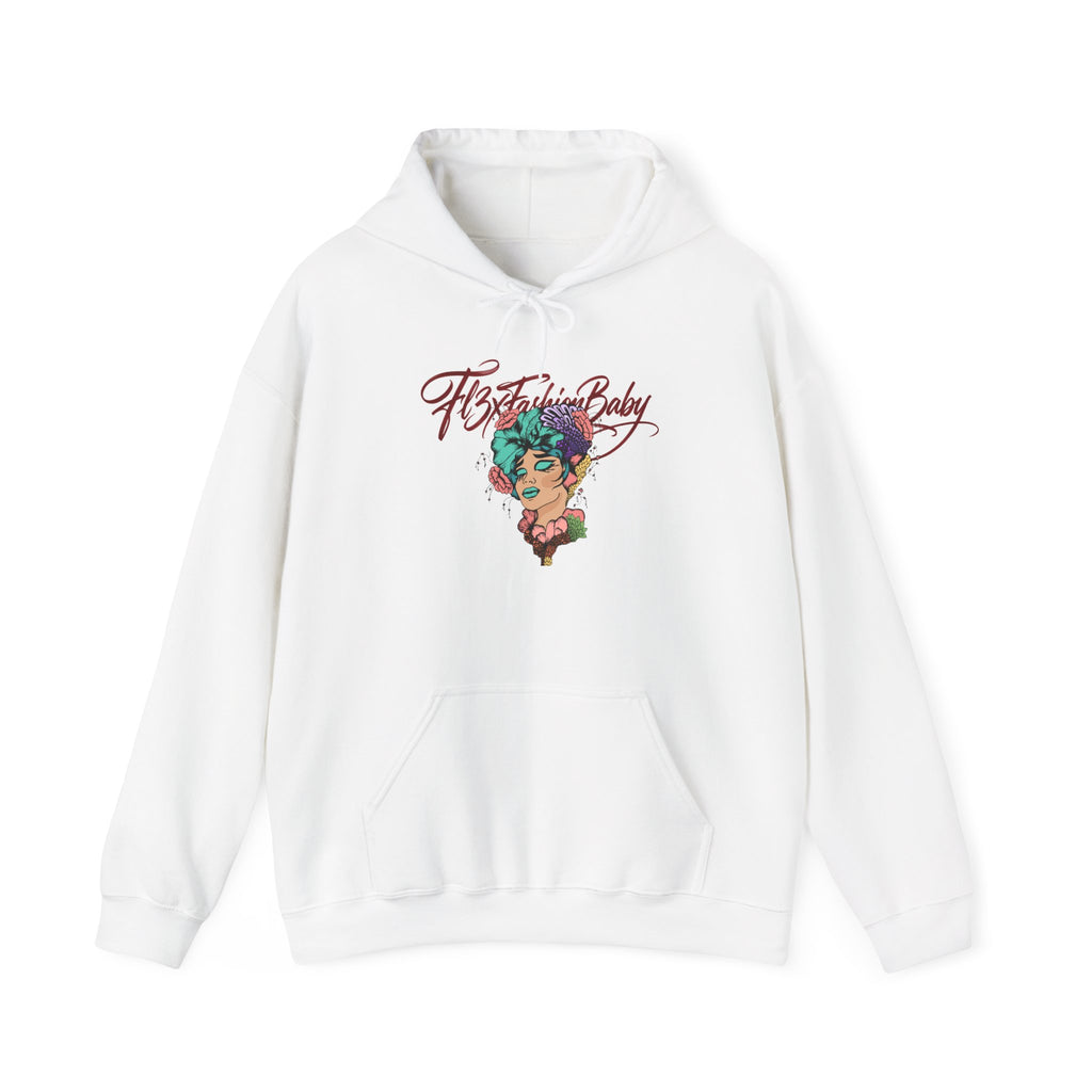 Hoodie — "Fate, Time Baby" Colorful Floral Portrait Graphic Hoodie