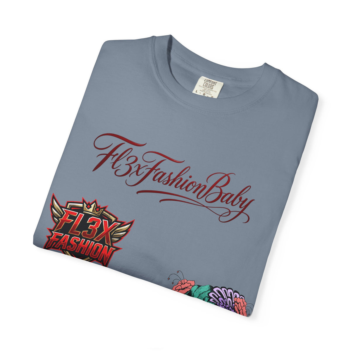 Artistic Floral Portrait T-Shirt — 'Fl3xFashionBaby' Graphic Tee