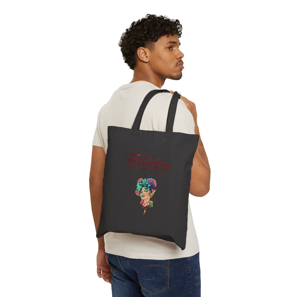 The Fashion Baby Cotton Tote Bag — Illustrated Vintage Portrait Canvas Tote