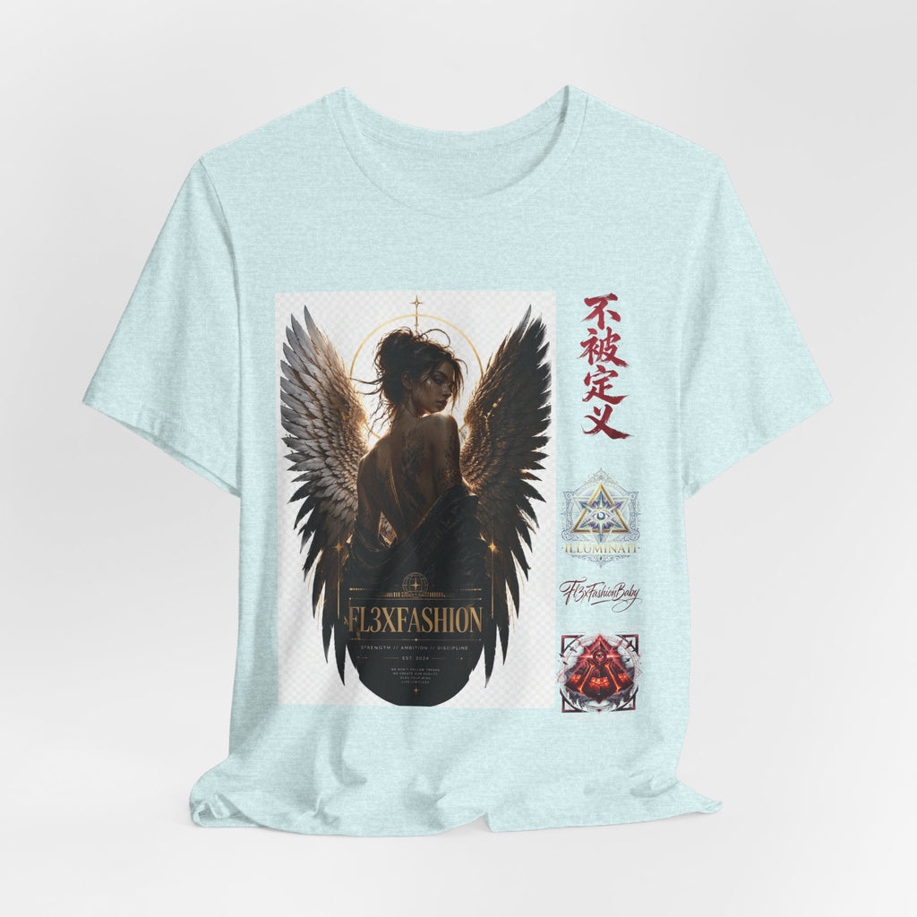 Angel Wings Graphic Tee — '不被定义' Asian-Inspired Dark Angel T-Shirt