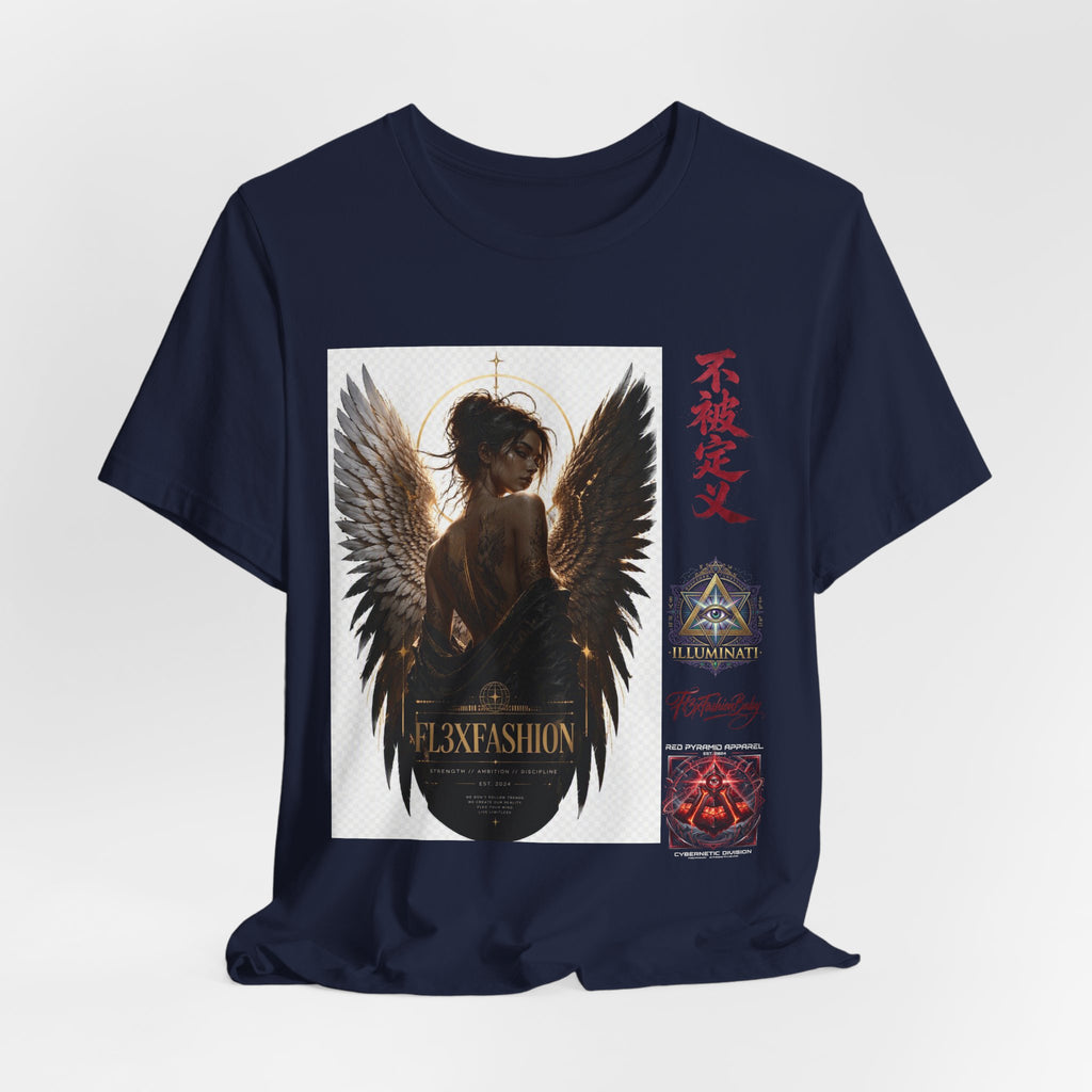 Angel Wings Graphic Tee — '不被定义' Asian-Inspired Dark Angel T-Shirt