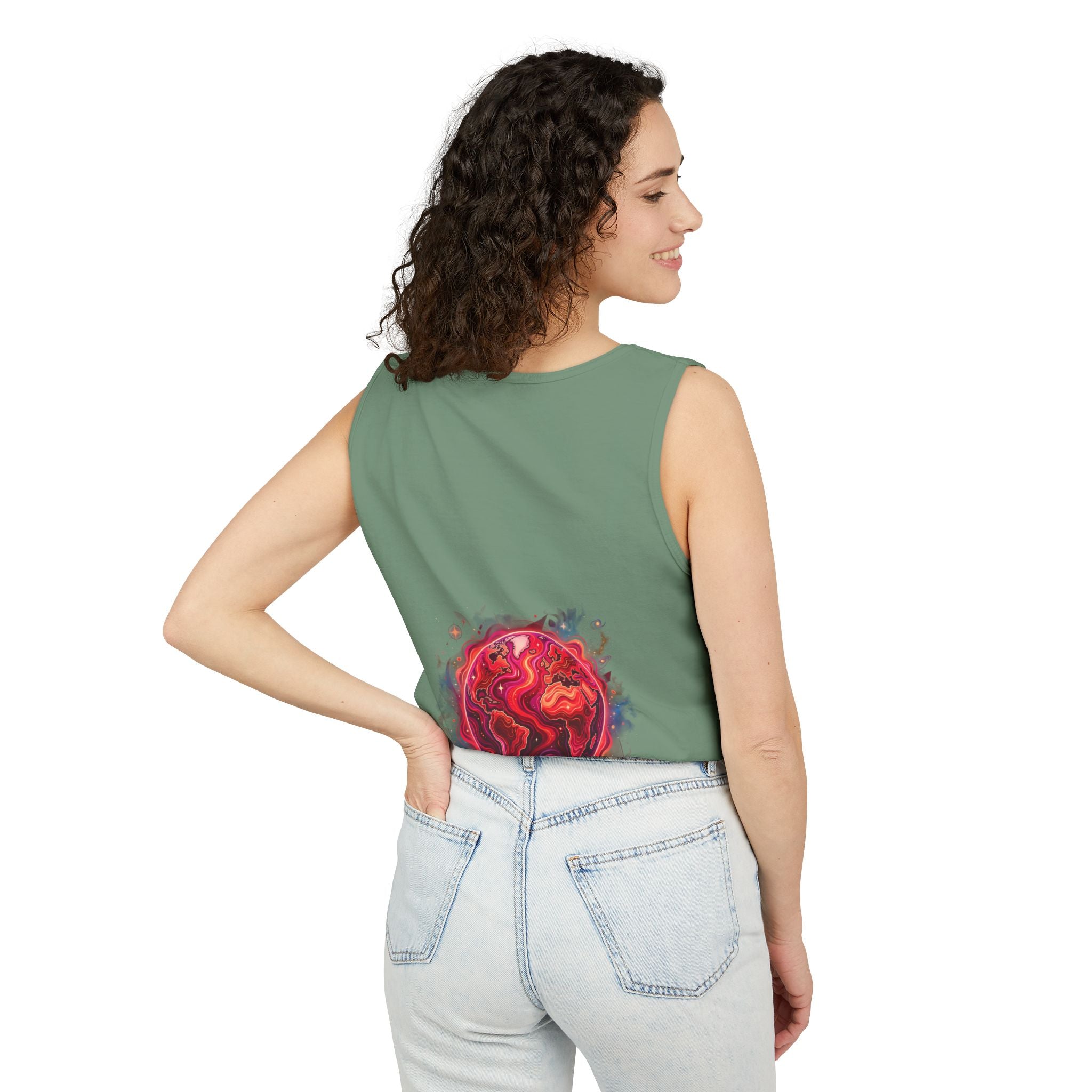 Red Planet Graphic Tank Top — '17/17' Streetwear Planet Design